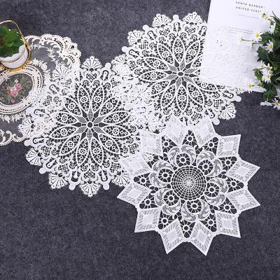 China Stocked European Style 1pc Lace Embroidered Cloth Home Art Shooting Props Place Mat Decoration Coffee Table Insulation for sale