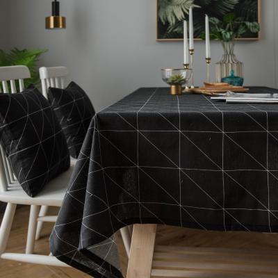 China Dustproof Minimalist Black And White Geometric Cotton Tablecloth Cover Fabric Polyester Tablecover Canvas Decorative Ads Not for sale