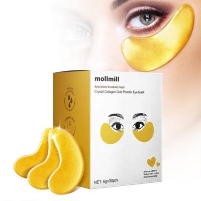 China wholesale Anti-Wrinkle Customized Spa Crystal Pad Sheet Hydrogel Acid 24K Gold Collagen Disposable Correction Under Eye Mask Set With Logo for sale