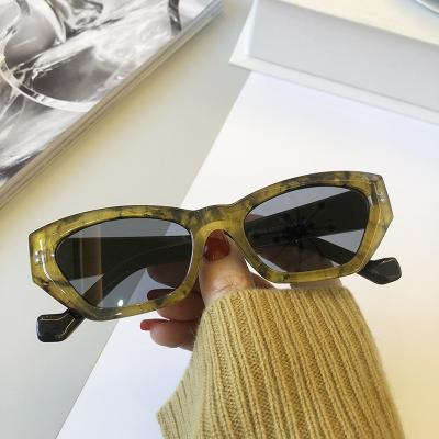 China Hot Selling Resin UV400 Women Trend Small Cat Eye Sun Glasses Square Frame Sunglasses Designer Luxury Sunglasses for sale