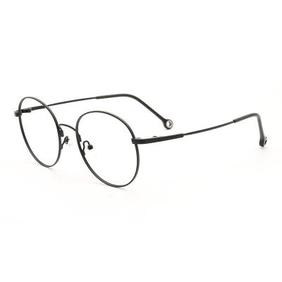 China Handmade glasses of new retro metal frame full glass frame titanium black transparent ultra-light flat mirror round frame for sale