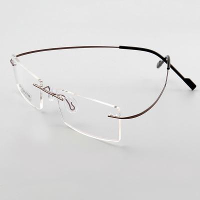 China Simple new stainless steel frame rimless glass ultra-light nickel-free titanium frame can be matched with anti-myopia blue light for sale