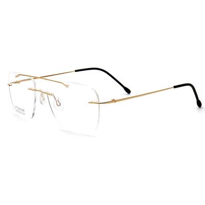 China Japan glass screwless handmade eyewear high quality simple metal glass frame rimless eyewear for sale