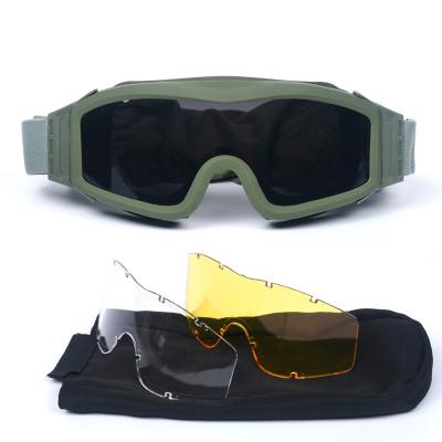 China Other Wholesale High Quality Airsoft Tactical Goggles Shooting Glasses Military Lenses With 3 Interchangeable Lenses for sale