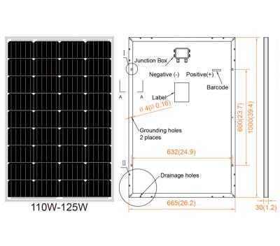 China Sunket High Efficiency 110W 115W 120W 125W Mono PV Module Solar Panel With 25 Years Guarantee 182mmx182mm for sale