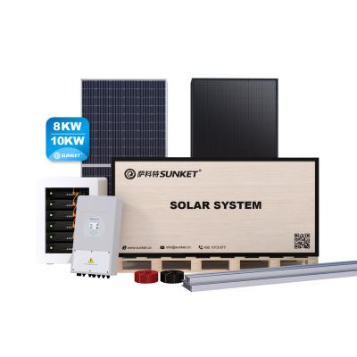 China Sunpket 10KW 15KW 20KW 25KW 30KW Home Solar Panel Hybrid Power System With Lithium Battery High Efficiency Solar System for sale