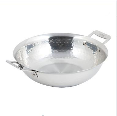 China Leegin Factory Stocked Induction Kitchen Stainless Steel Cookware Compatible Bottom Wok for sale