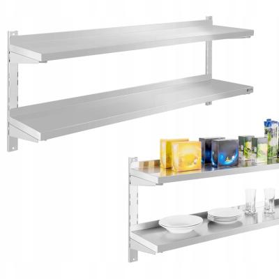 China Sustainable Bathroom Heavy Duty Wall Mounted Double Layers Steel Metal Storage Shelves Rack for sale