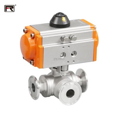 China High Quality Pneumatic Actuator 3way Ball Valve Stainless Steel Ball Flange Safe And Durable Tri Valve 3 Way Ball Valve for sale