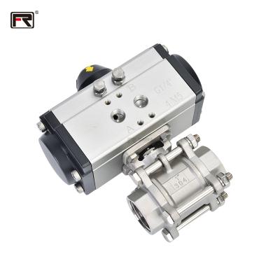 China Factory direct sale high quality safe and durable stainless steel pneumatic female threaded three way ball valve for sale