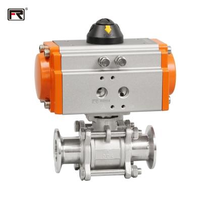 China Safe And Durable High Quality Stainless Steel Tri Clamp 3 Piece Pneumatic Actuator Ball Valve for sale