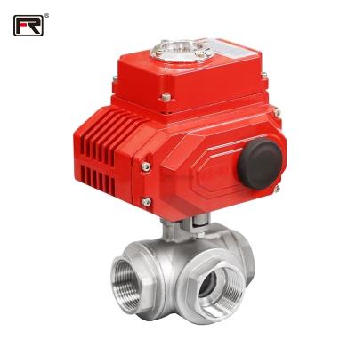 China High Quality Safe And Durable Motorized Female Threaded 3Way Ball Valve Stainless Steel Ball Valve With Electric Actuator for sale