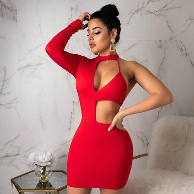 China Dry Cleaning Women Nightclub Tob Clothes One Shoulder Irregular Mini Dress Am 166 Long Sleeve for sale