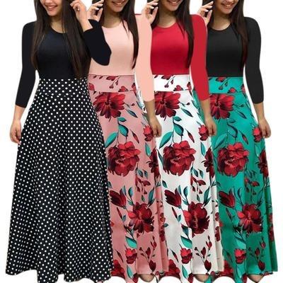 China Ladies Women's Clothing Women's Skirt Longu Anti-static Printing Elegant Maxi Skirt New Floral Print Patchwork Girl's Women's Long Skirts for sale