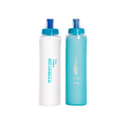 China New Design Food Grade Materials TPU 400ml Waterproof Soft Folding Drinking Water Bag With Light Weight for sale