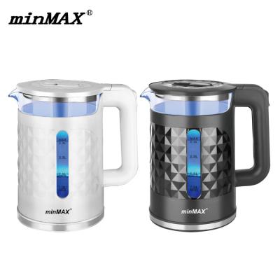 China 360 Display Degree Rotation Base MMK-1811 2021 Heating Type Hot Color Remind Glass/Steel/Plastic Household Electric Kettle for sale