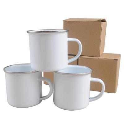 China Viable Suppliers White Enamel Mug Logo Printing Enamel Mug Sublimation Enamel Mug for sale