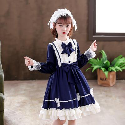 China Chinese girls' dress 2021 foreign trade noise anti-static autumn girls' lace flared sleeve dress for sale