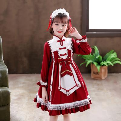 China Anti-Static Chinese Girls Lace Up Trumpet Sleeve Baby Dress for sale