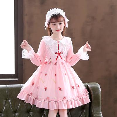 China Autumn New Anti-static Polyester Lolita Skirt Children's Lovely Princess Strawberry Embroidery Ballet Skirt for sale