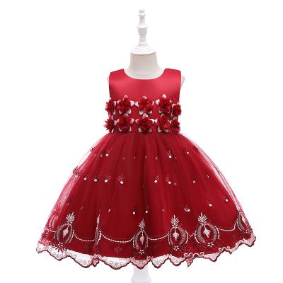 China 3-8 Years Dance Dress Applique Children's Sleeveless Dress Children's Birthday Party Dress Anti-Static Dress for sale