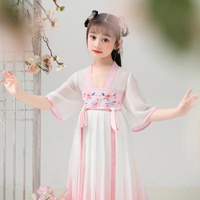 China Hanfu Anti-Static Chinese Style Girls 3-14 Years Princess Skirt Soft Lightweight And Breathable Dress for sale