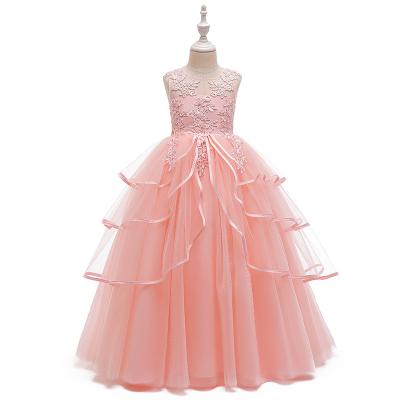 China Hot Selling Anti-static Lace Flower Birthday Party Children Dress Wedding Princess Dress Small Children's Clothing Girls Dress for sale