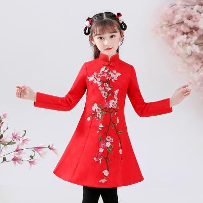 China Autumn Anti-static Girls' Cheongsam Dress Chinese Long Sleeve Cheongsam Girls' Dress for sale