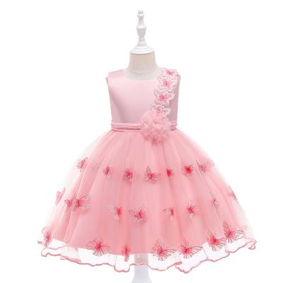 China New wholesaler new anti-static fashion girl suspect embroidered children's dress children's butterfly yarn embroidered skirt for sale