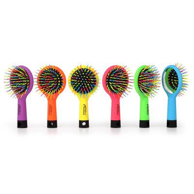 China New fashion cushion 2022 custom cute teenager kids rubber cushion and colored bristles detangling hair brush with mirror for sale