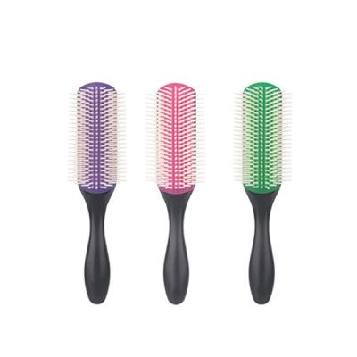 China Wonderful Cheap Durable Heat Resistant Compact 9 Rows Bristle Slick Hair Brushes for sale