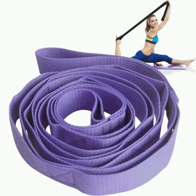 China 65%cotton Yoga Mat Strap Stretch Exercise Strap With 10 Flexible Loops Thicken Exercise Band Gravity Fitness Stretching Strap Belt for sale