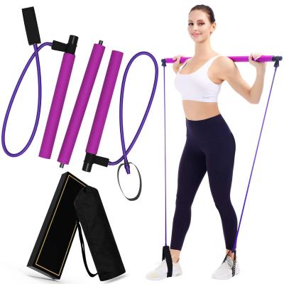 China Yoga Resistance Bands New Compact 3-Section Yoga 2022 Pilates Resistance Bands Portable Multifunctional Home Yoga Resistance Band Bar Portable Toy for sale