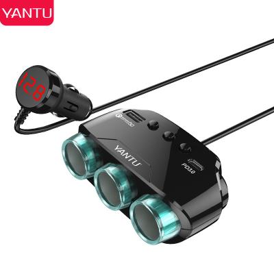 China YANTU LM21 Lighter Voltage Monitor Car Cigarette Socket QC 3.0 Wired Digital Voltage Monitor CE TYPE-C Fast Charger for sale