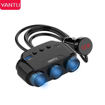 China Cyberpunk Yantu LM21 QC3.0 Type C Quick Charger Ports Car Cigarette Adapter USB Car Lighter Digital Voltage Monitor for sale