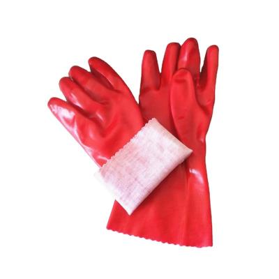 China General Purposes Long Sleeve Protective Glove Waterproof Corrosion Resistant PVC Coated Cleaning Glove for sale