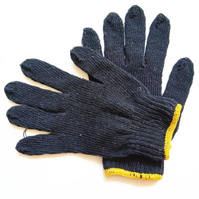 China Anti-smash Black Color Knitted Yarn Cotton Gloves Natural White 10gauge Working Gloves for sale