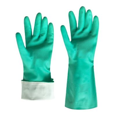 China Hot Selling Household General Purposes Long Sleeve Flock-Liner Nitrile Coated Glove for sale