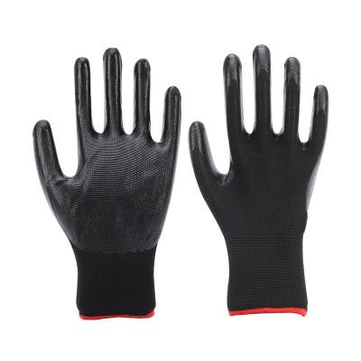 China Factory Price 13G Black Breathable Stretch Black Nitrile Polyester Coated Glove for sale