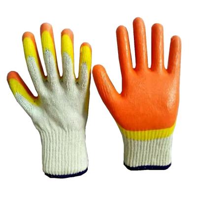 China General Purpose 10 Gauge Cotton Two Color Palm Natural White Latex Coated Glove for sale