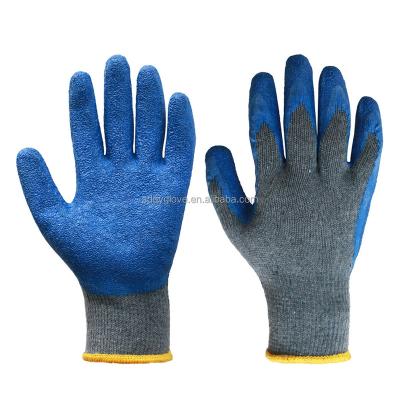 China 10gauge Anti-smash Gray Cotton Latex Crinkle Gloves Blue Latex Wrinkle Gloves for sale