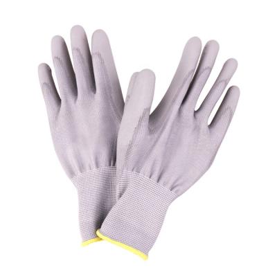 China Breathable Stretch High Quality Gray 13G Polyester With Gray PU Coated Glove for sale