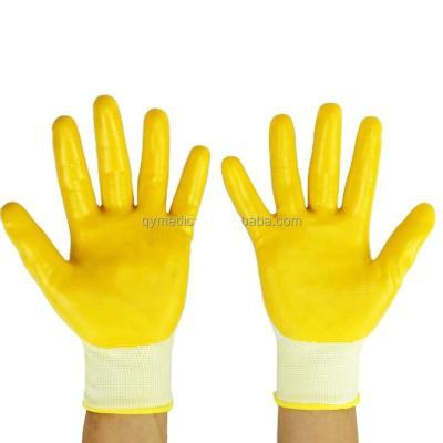 China Multipurpose Multi-Purpose 13 Gauge Polyester Nitrile Half Coated Working Gloves for sale