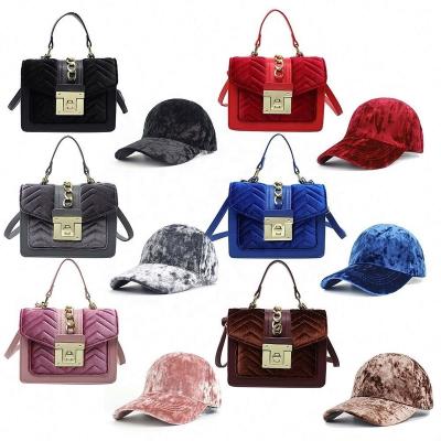 China 2022 Autumn Fashion Trendy Ladies Velvet Purse Purses And Handbags And Hat Set Designer Handbags For Women Luxury for sale