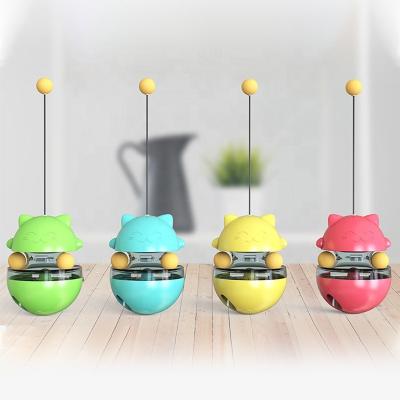 China Stocked Factory wholesale Amazon Hot Sale The tumbler turntable leaks food balls Cat teaser stick Feather Interactive cat toys Pet toys for sale