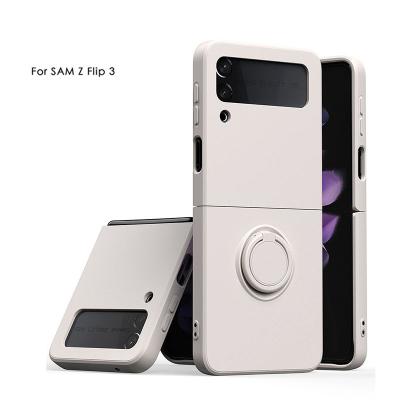 China Shockproof With Ring Bracket Holder TPU Silicone Shockproof Phone Back Cover Bumper Case For Samsung Z Flip 3 Phone Use for sale