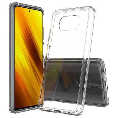 China Acrylic+tpu cell phone shockproof transparent hard bumper case for Poco X3 Nfc clear hard case cover for sale