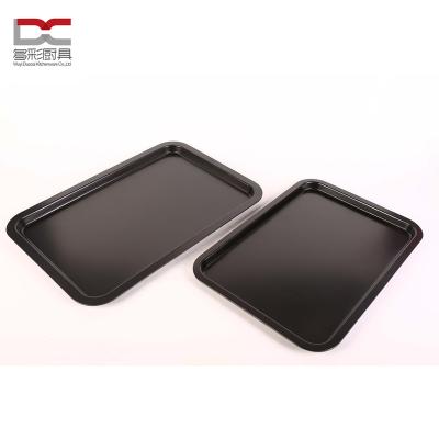 China Factory Direct Offer Food Safety Standard 2pcs Flat Rim Metal Carbon Steel Non Food Safe Stick Baking Tray Baking Sheet Cookie Pans for sale