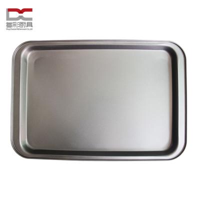 China From Factory 2Pcs Sustainable Metal Carbon Steel Wholesale Non Stick Cookie Tray/Short Rotisserie Oven Tools Rectangle Baking Baking Tray for sale