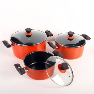 China High Quality Carbon Steel Food Grade 6Pcs Non-Stick Coating Casserole Pot Sustainable Safety Oven Dutch Pots With High Mood Glass Lid for sale